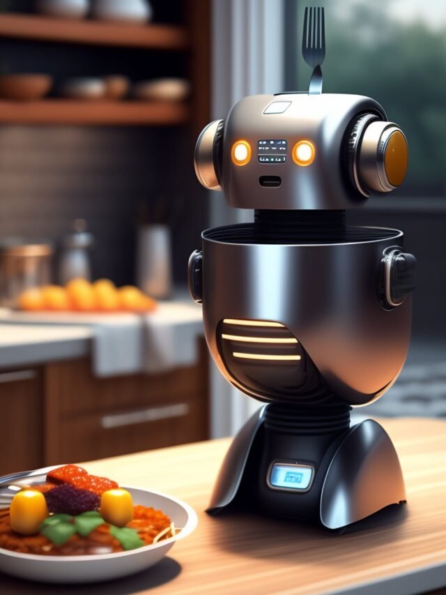 a robot preparing a meal in a kitchen