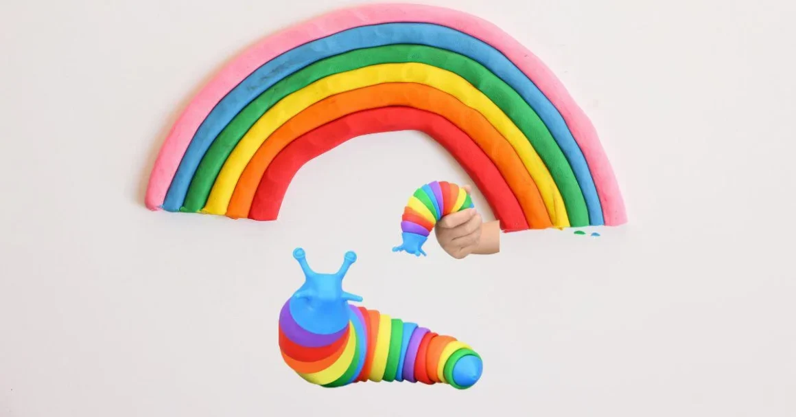 Colorful Rainbow Slug Fidget Toy