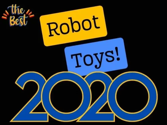 Happy child playing with the best robot toys of 2020.